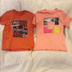 Under Armour Kids' Orange Performance Tee & Hurley Tee